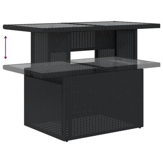 Grand Ensemble Canapé 8 Places et Pouf en Résine Tressée Table Ajustable Noir – ComfortXL Outdoor Living - Image 8