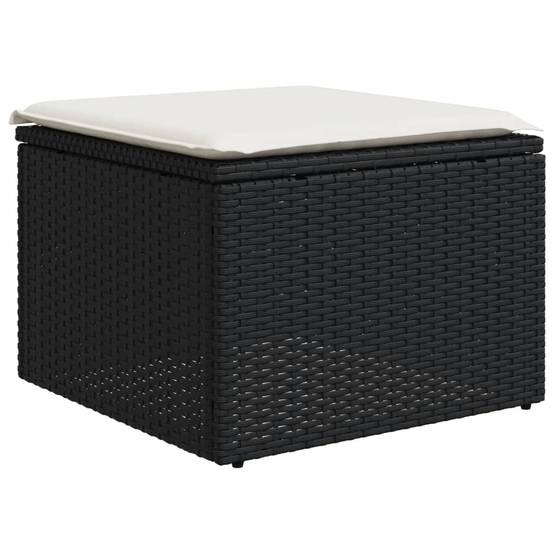 Grand Ensemble Canapé 8 Places et Pouf en Résine Tressée Table Ajustable Noir – ComfortXL Outdoor Living - Image 6