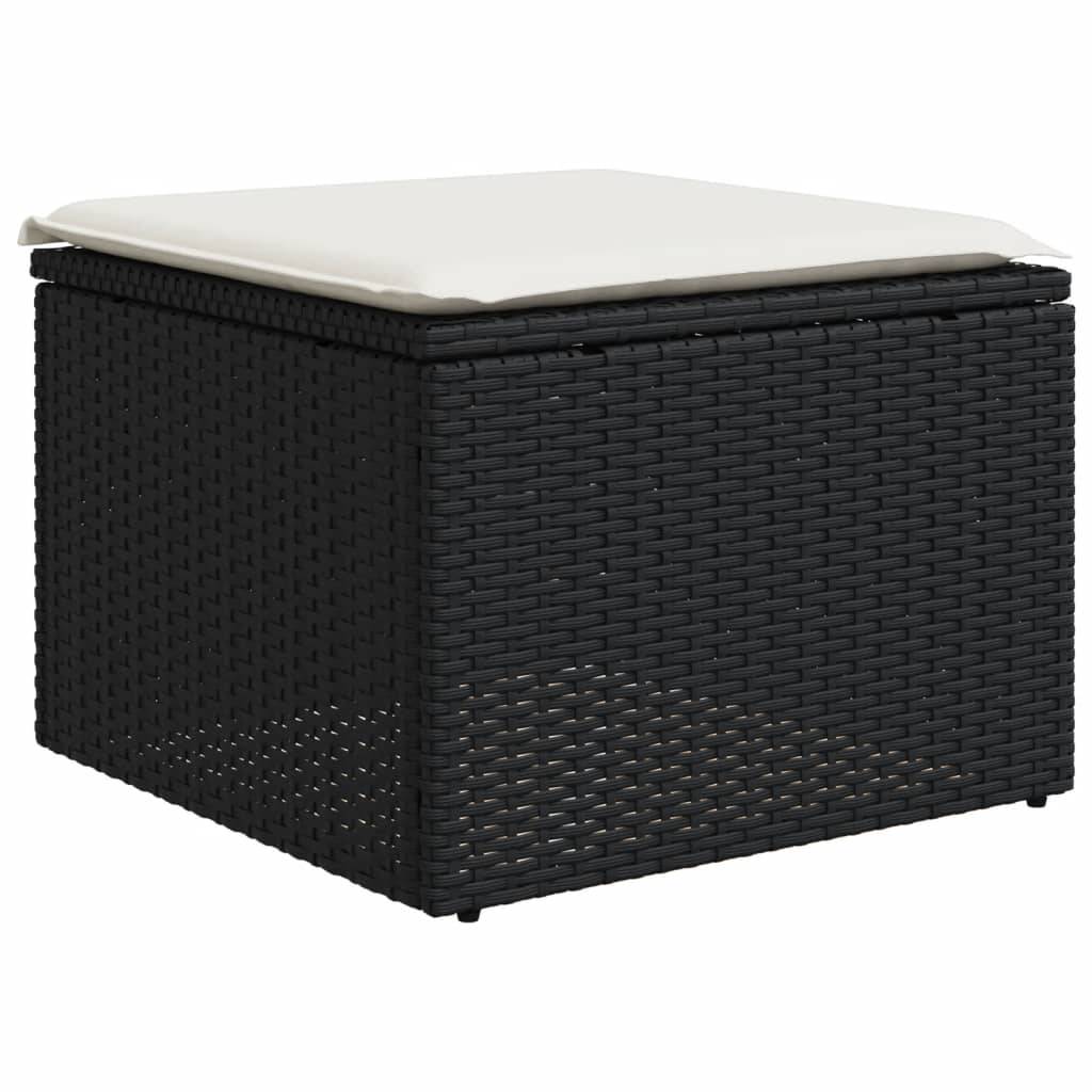 Grand Ensemble Canapé 8 Places et Pouf en Résine Tressée Table Ajustable Noir – ComfortXL Outdoor Living - Image 6