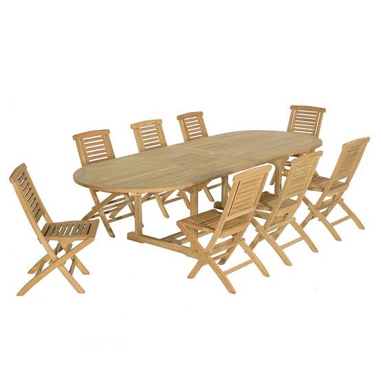 Salon de jardin teck massif Catane, 8 places - TECK'Attitude - Image 1