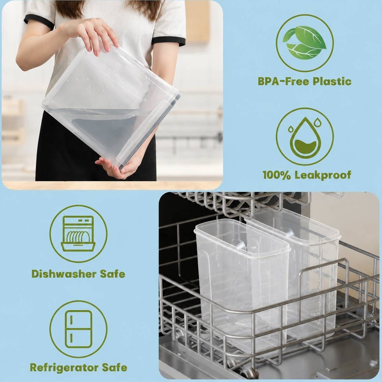 Boîtes de Rangement Alimentaire Plastique Lot de 4 avec Contenant 4L pour Céréales Pâtes Farine - Image 5