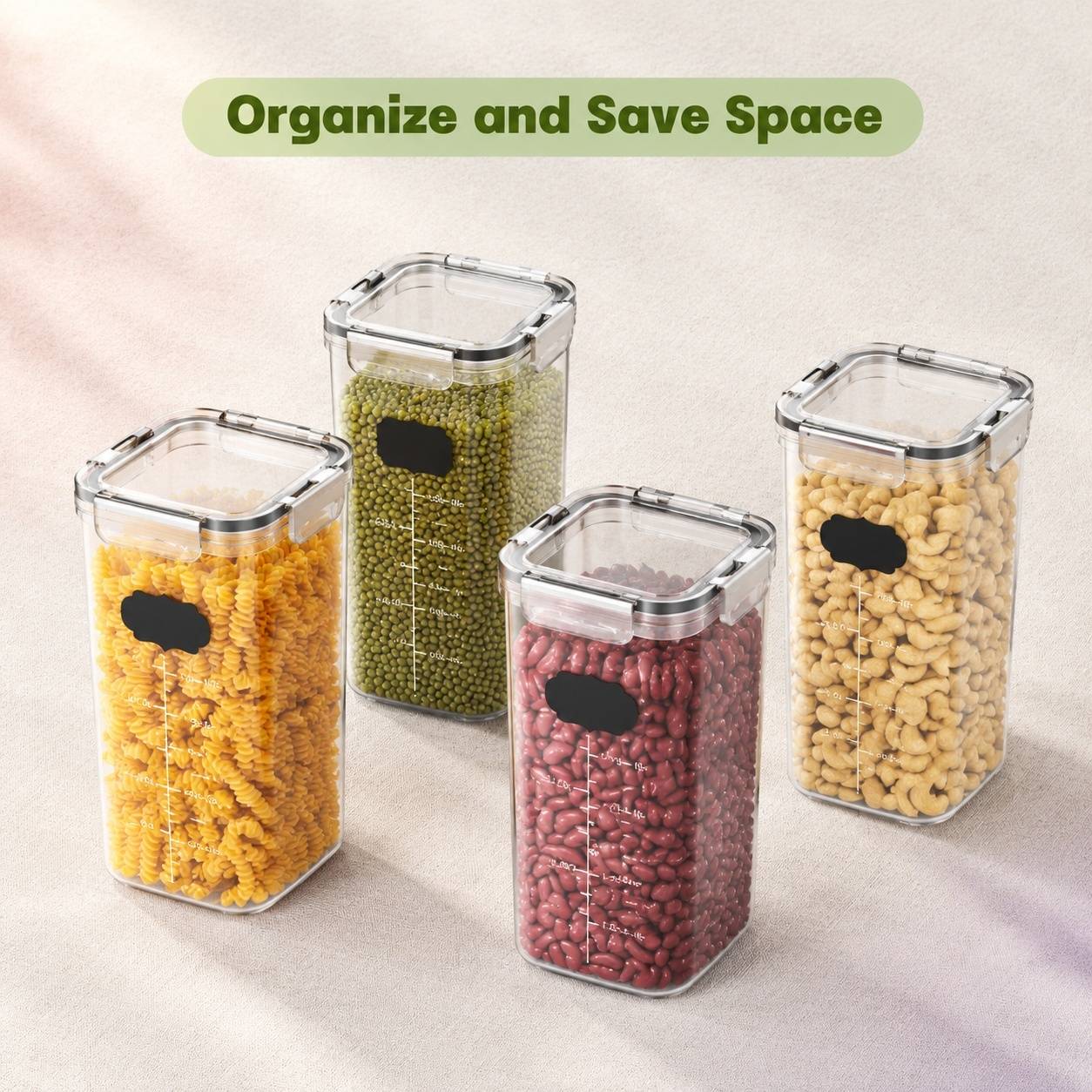 Boîtes de Rangement Alimentaire Plastique Lot de 4 avec Contenant 4L pour Céréales Pâtes Farine - Image 6