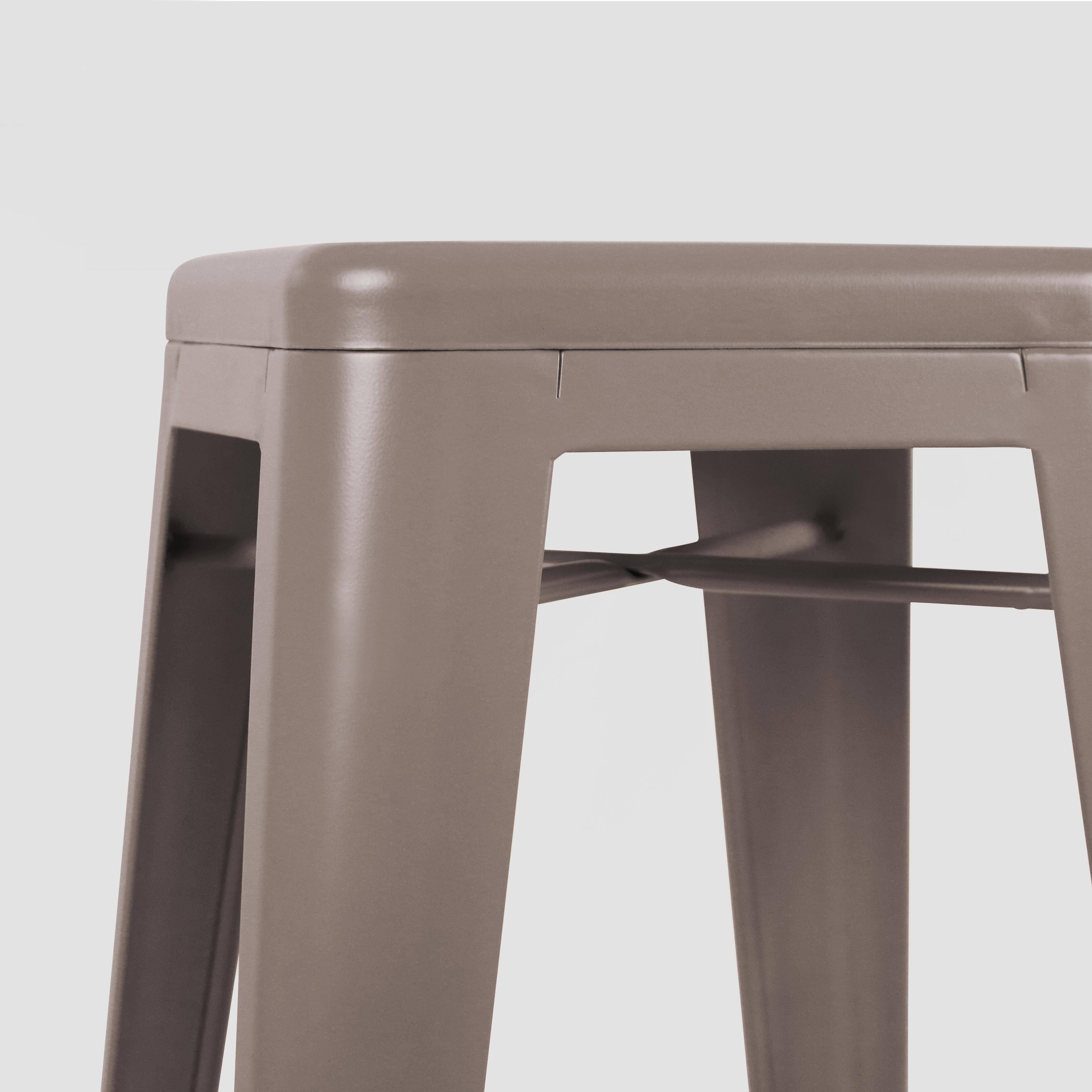 Oviala - Lot de 4 tabourets de terrasse en métal mat taupe Indus - Oviala - Imagen 4