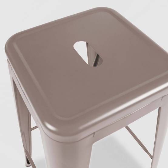 Oviala - Lot de 4 tabourets de terrasse en métal mat taupe Indus - Oviala - Imagen 5