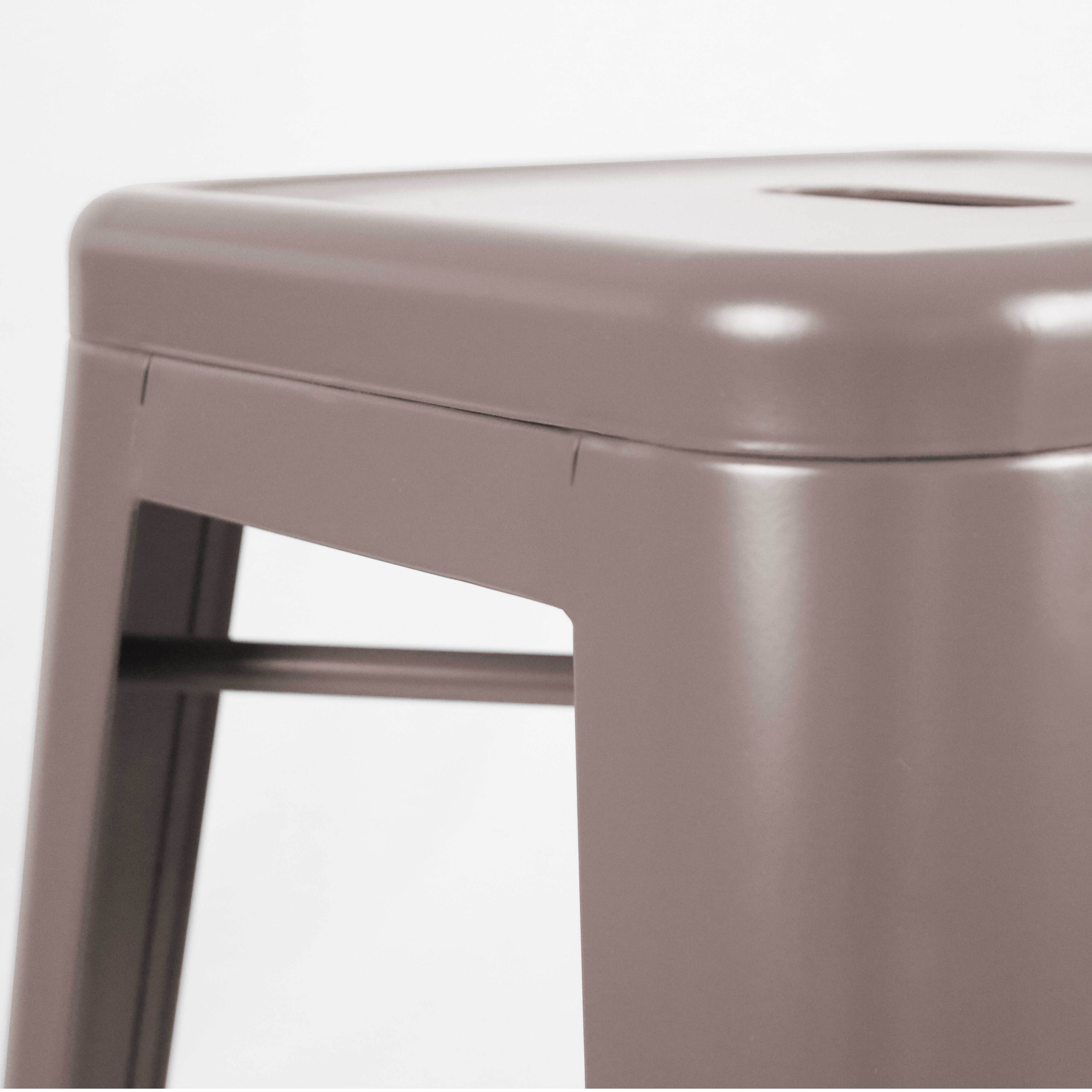 Oviala - Lot de 4 tabourets de terrasse en métal mat taupe Indus - Oviala - Imagen 3