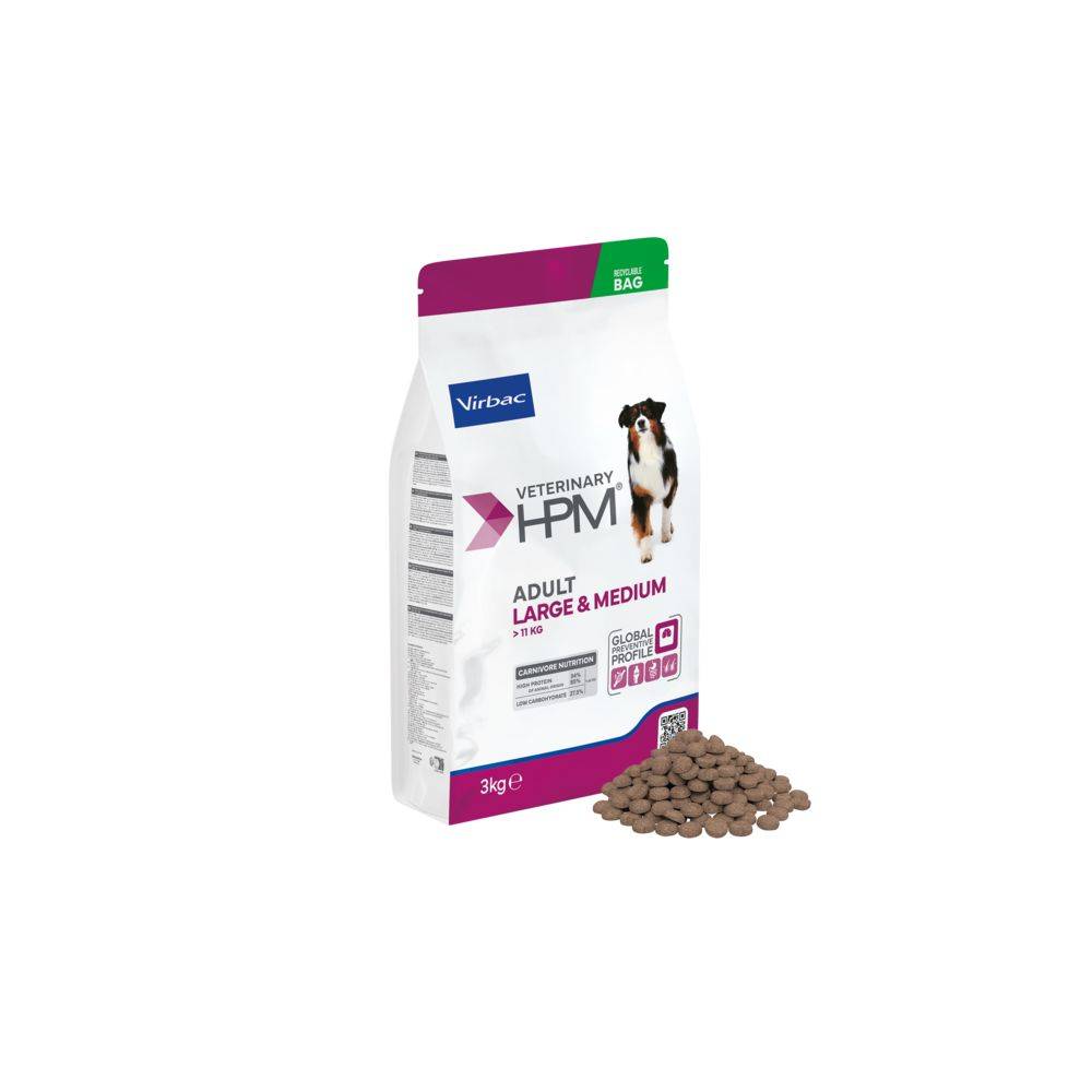 CROQUETTES CHIEN VETERINARY HPM DOG ADULT LARGE & MEDIUM - VIRBAC 16 kg - Imagen 1