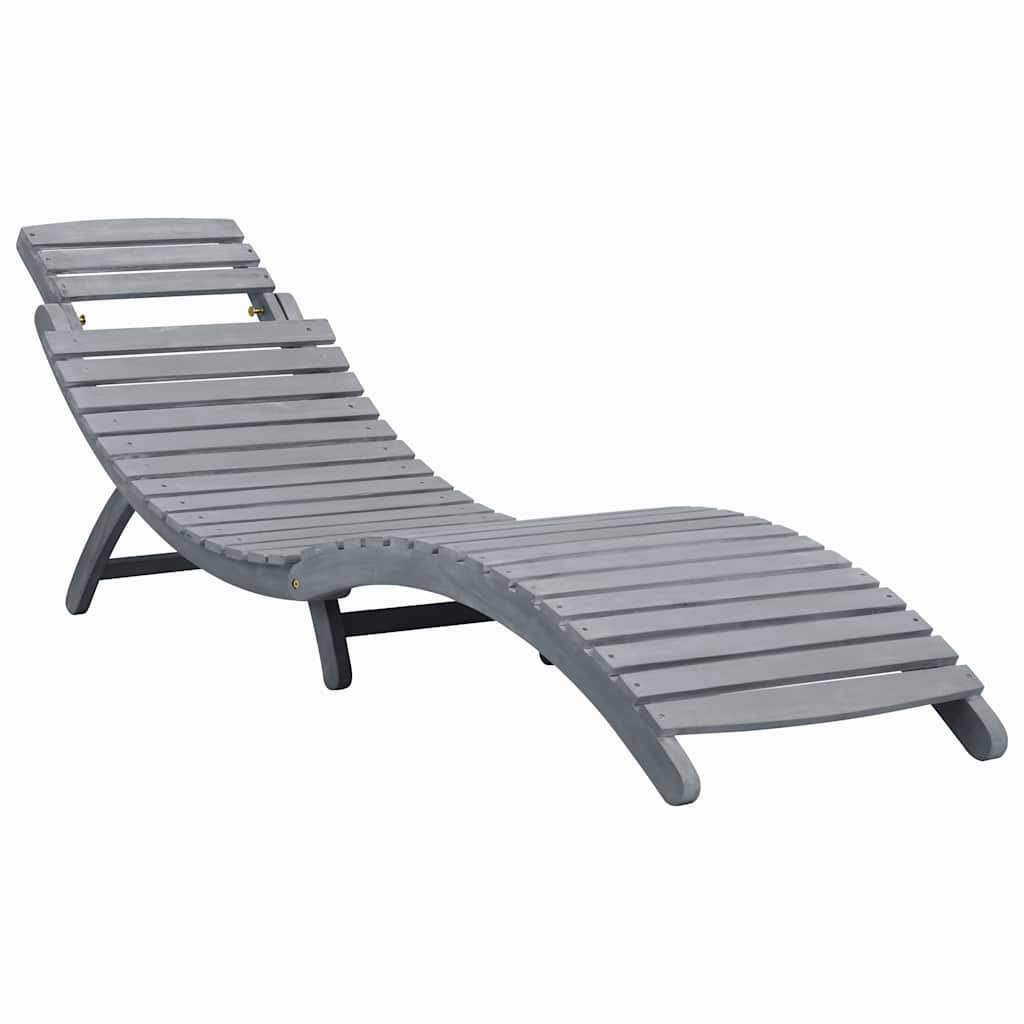 Vidaxl - Chaise longue avec coussin Gris Bois d'acacia solide vidaXL 3064052 - Image 2