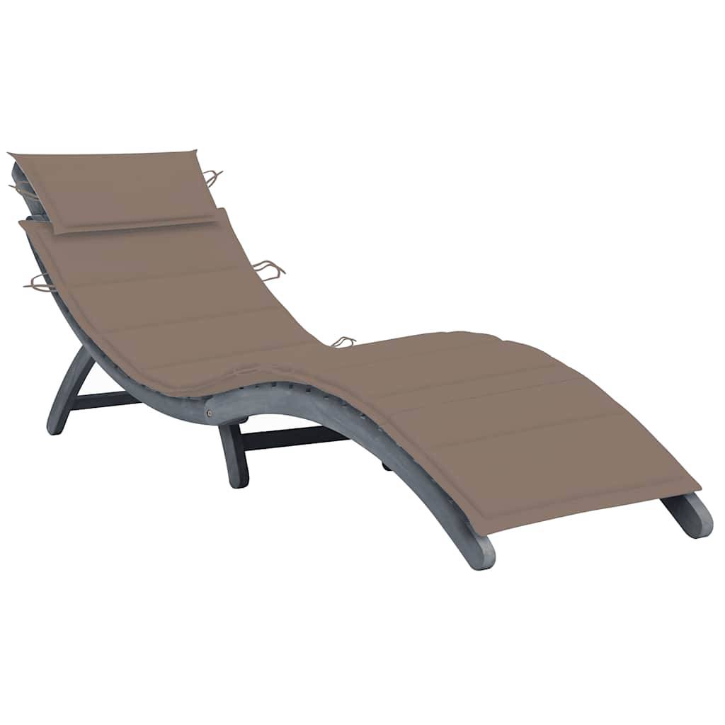 Vidaxl - Chaise longue avec coussin Gris Bois d'acacia solide vidaXL 3064052 - Image 1