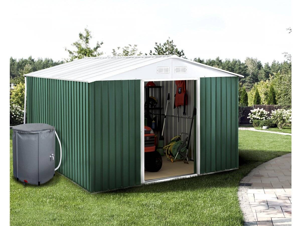Habitat Et Jardin - Abri De Jardin Métal - "rosas " - 10.85 M² Avec Récupérateur D'eau Et Gouttière - Vert -habitat Et Jardin - Imagen 2
