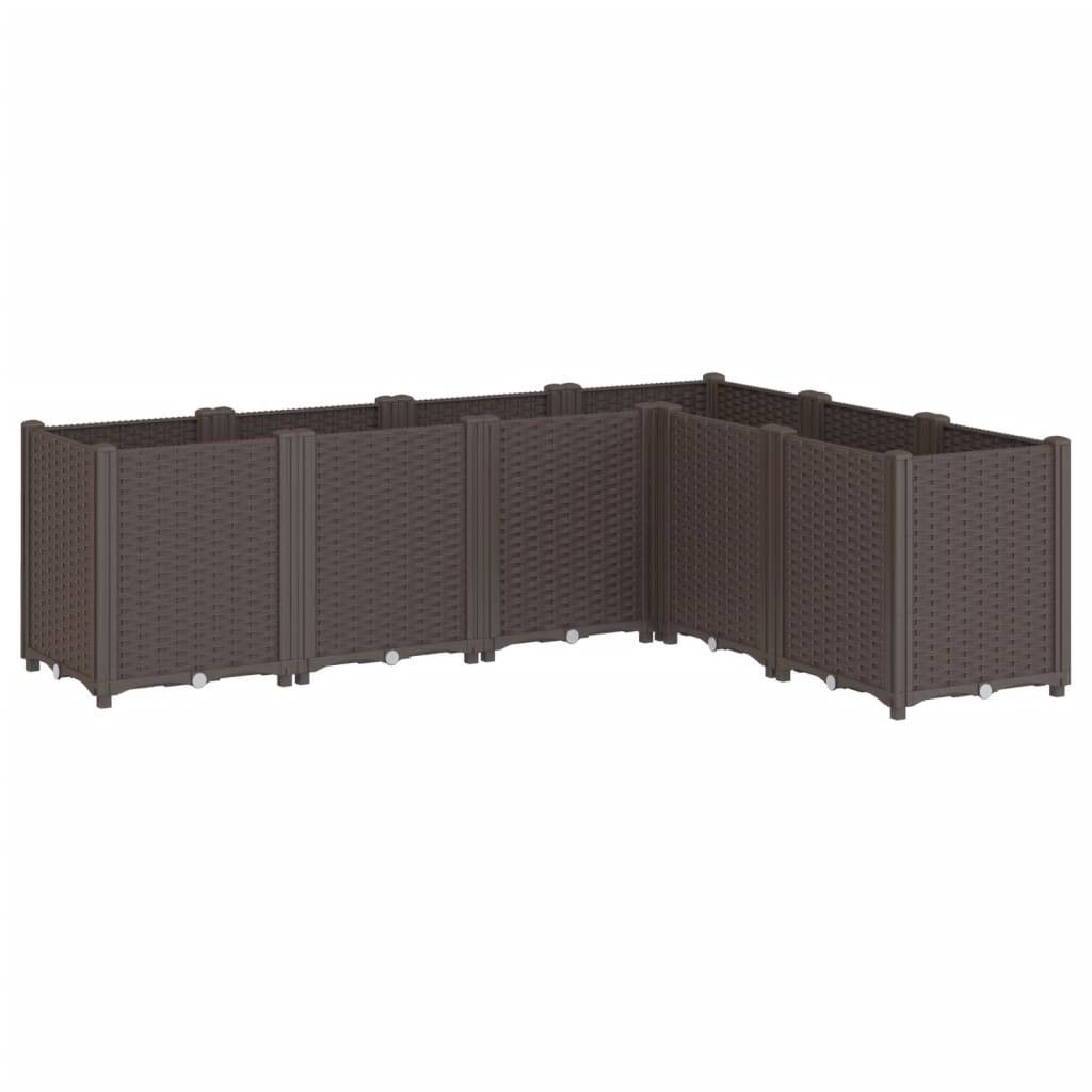 ComfortXL - Grand Bac à Fleurs Modulable Polypropylène pour Terrasse Carré Potager Aspect Rotin 160x120x53 cm Marron - ComfortXL Outdoor Living - Image 2