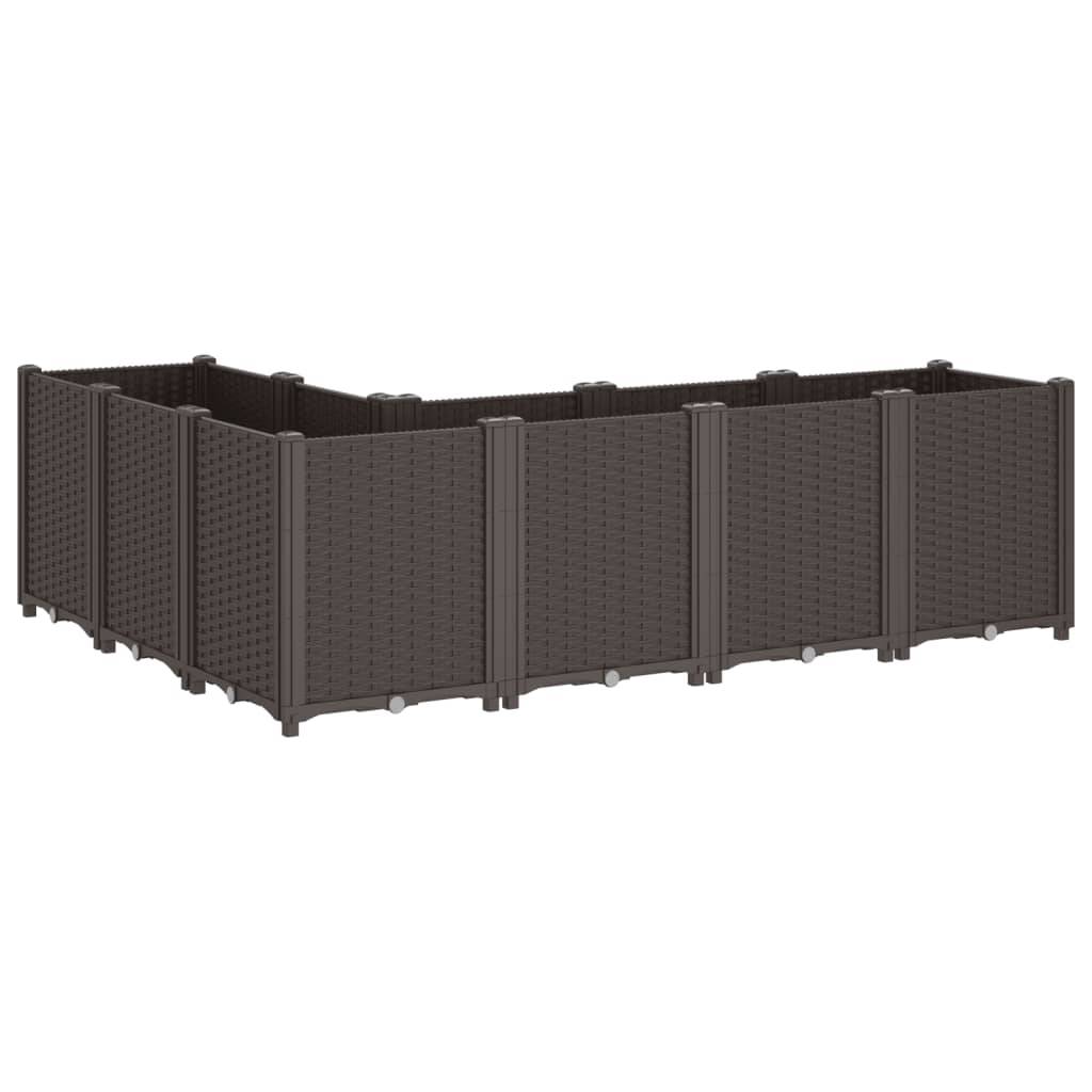 ComfortXL - Grand Bac à Fleurs Modulable Polypropylène pour Terrasse Carré Potager Aspect Rotin 160x120x53 cm Marron - ComfortXL Outdoor Living - Image 5