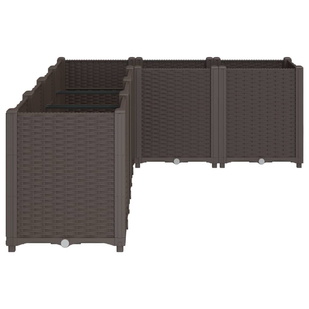 ComfortXL - Grand Bac à Fleurs Modulable Polypropylène pour Terrasse Carré Potager Aspect Rotin 160x120x53 cm Marron - ComfortXL Outdoor Living - Image 4