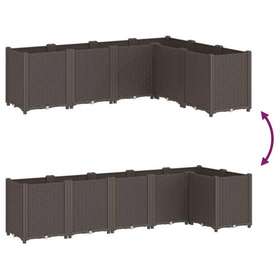 ComfortXL - Grand Bac à Fleurs Modulable Polypropylène pour Terrasse Carré Potager Aspect Rotin 160x120x53 cm Marron - ComfortXL Outdoor Living - Image 6