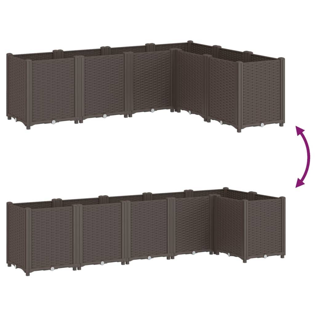 ComfortXL - Grand Bac à Fleurs Modulable Polypropylène pour Terrasse Carré Potager Aspect Rotin 160x120x53 cm Marron - ComfortXL Outdoor Living - Image 6