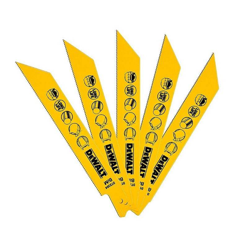 Dewalt - Lot de 5 lames de scie sabre BIM pour la coupe du bois avec métal DEWALT Métaux, fibre de verrre, cornieres Dewalt - Imagen 1