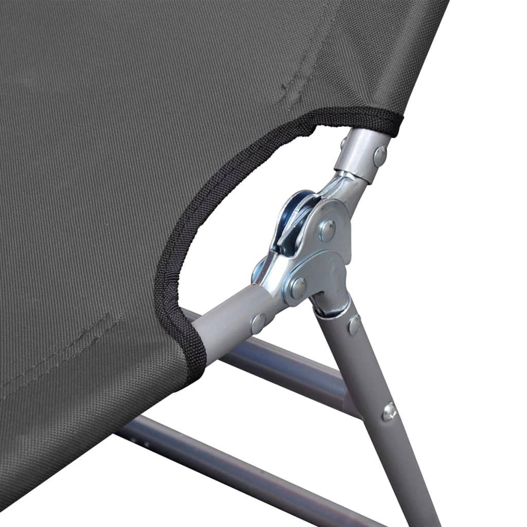 Helloshop26 - Transat chaise longue bain de soleil lit de jardin terrasse meuble d'extérieur pliable et coussin de tête dossier réglable gris - Imagen 4