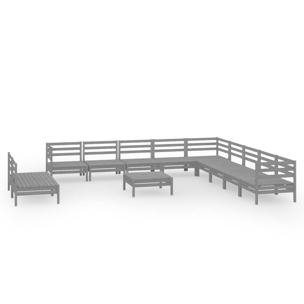 Helloshop26 - Salon de jardin meuble d'extérieur ensemble de mobilier 12 pièces bois de pin massif gris - Imagen 1