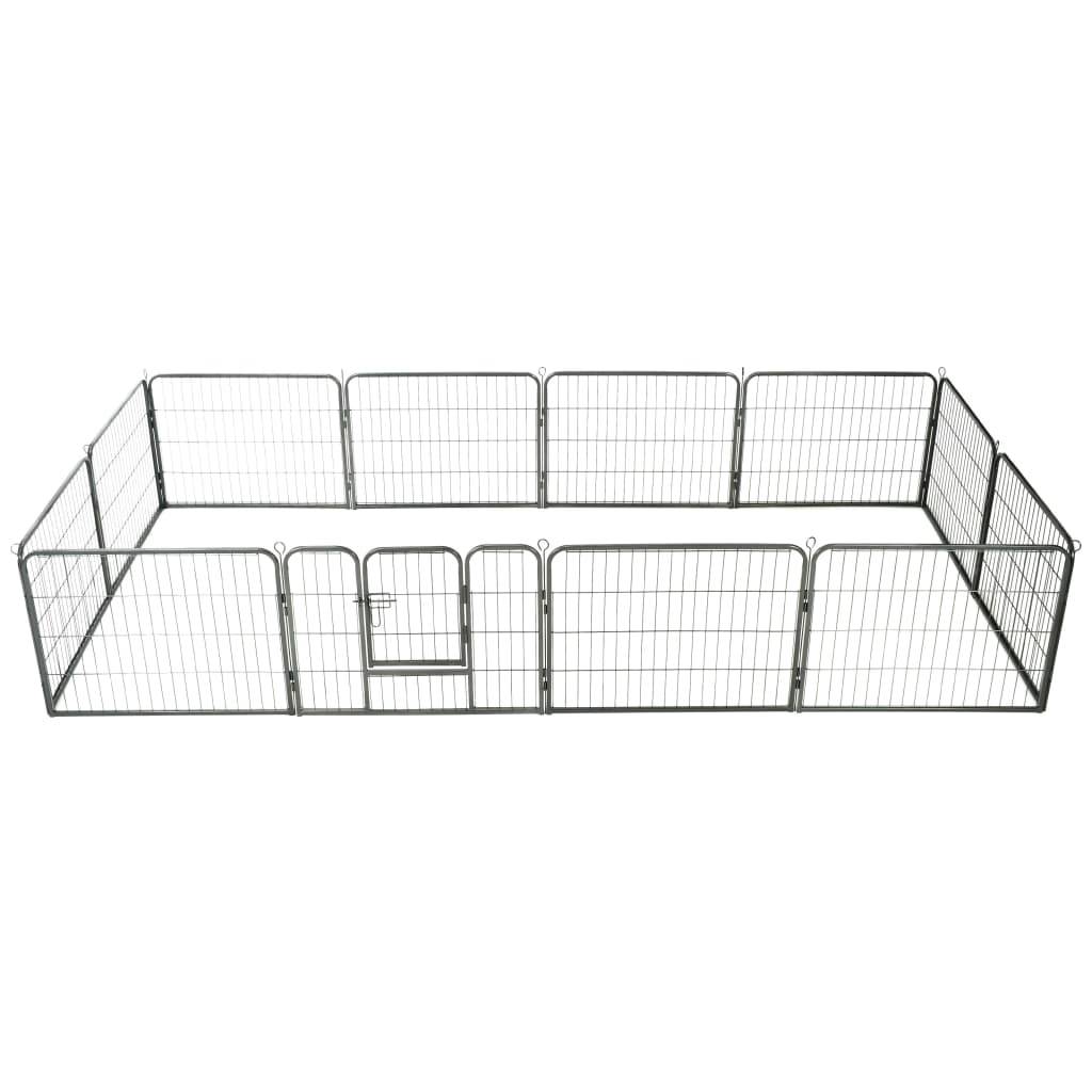 Helloshop26 - Parc pour chiens 12 panneaux acier 80 x 60 cm noir - Imagen 2