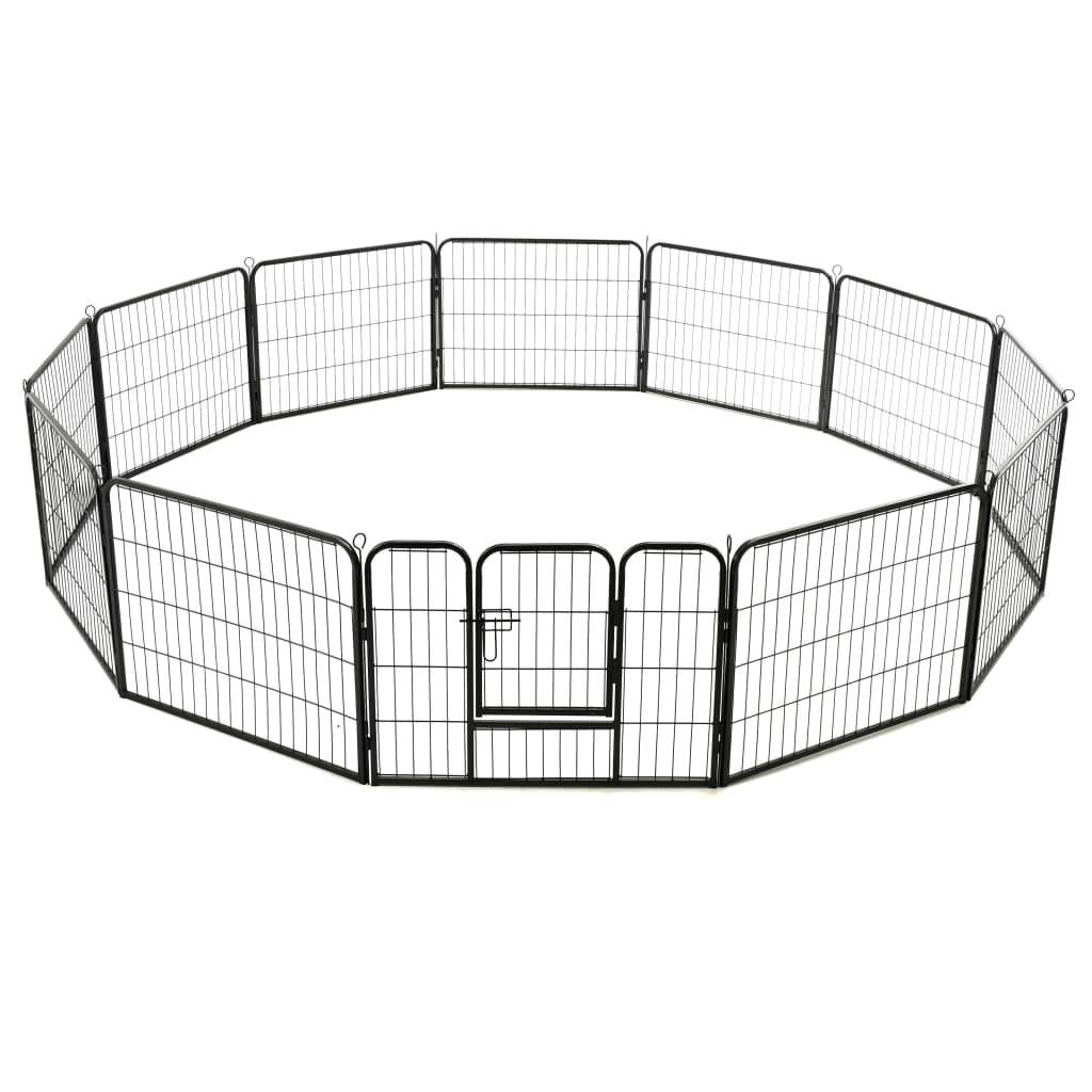 Helloshop26 - Parc pour chiens 12 panneaux acier 80 x 60 cm noir - Imagen 5