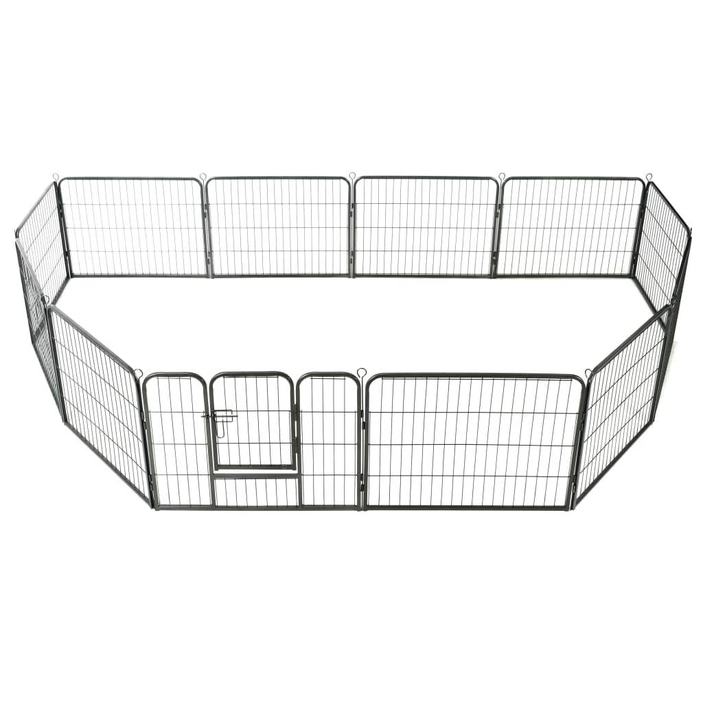 Helloshop26 - Parc pour chiens 12 panneaux acier 80 x 60 cm noir - Imagen 4