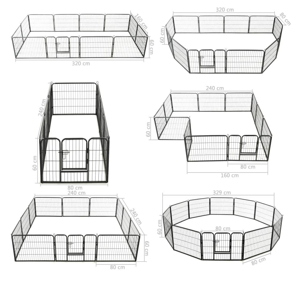 Helloshop26 - Parc pour chiens 12 panneaux acier 80 x 60 cm noir - Imagen 8