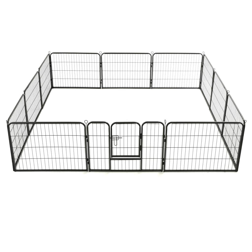 Helloshop26 - Parc pour chiens 12 panneaux acier 80 x 60 cm noir - Imagen 6