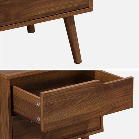sweeek - Table de chevet décor bois teinté noyer. 2 tiroirs. pieds en pin massif | sweeek - Image 7