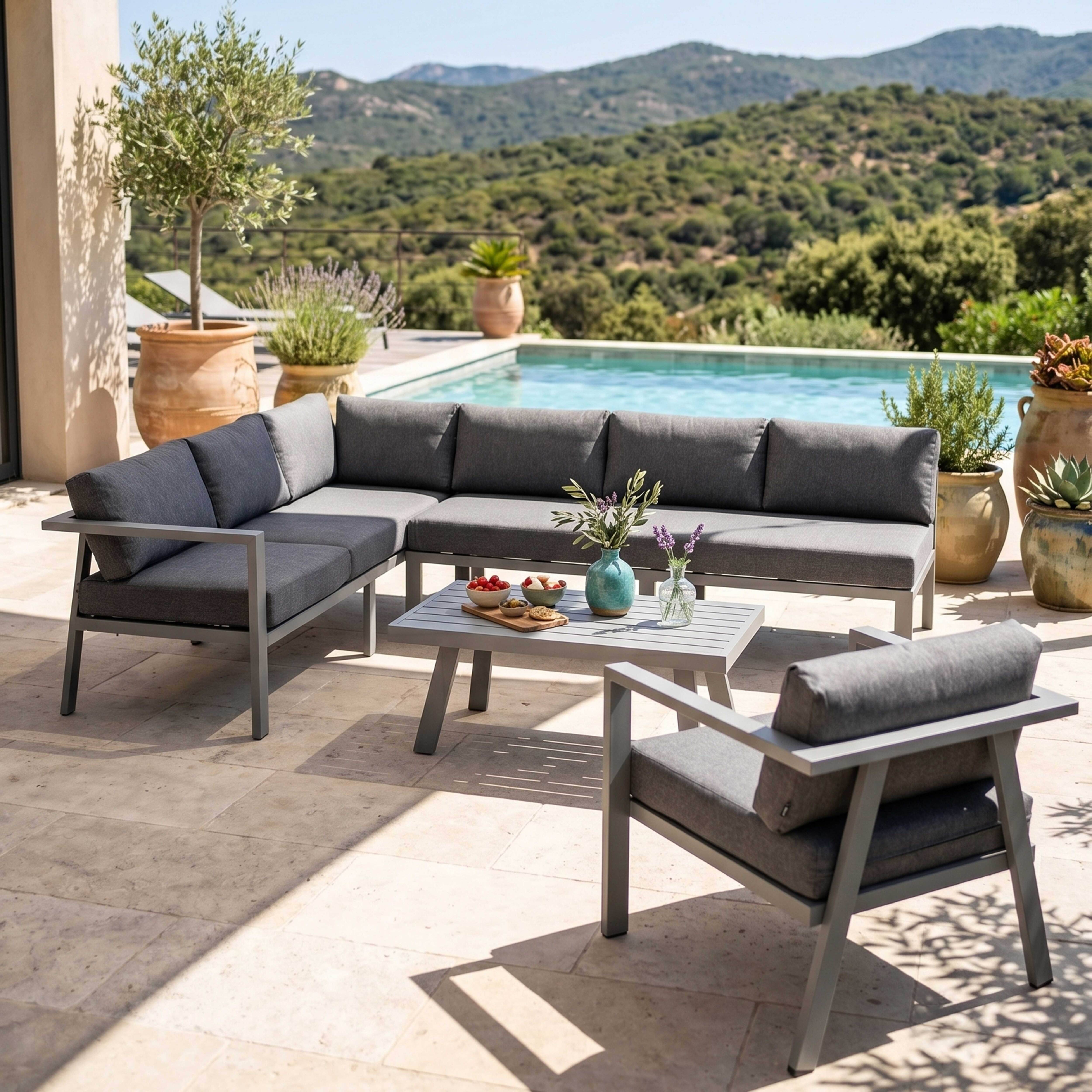 Oviala - Salon de jardin 6 places en aluminium Saint Tropez - Oviala - Imagen 2