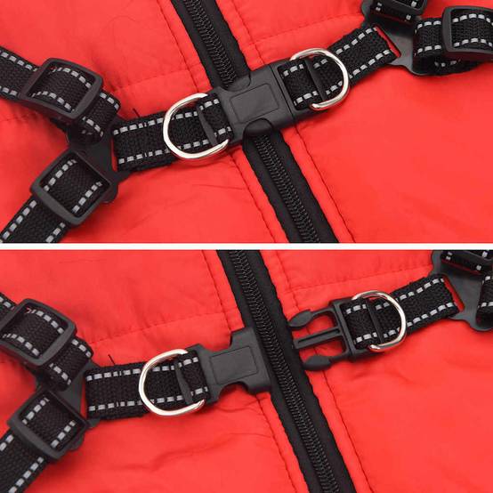 Manteau Chien Hiver Harnais Intégré Polaire Étanche Chaud 4XL Rouge - ComfortXL Outdoor Living - Image 6