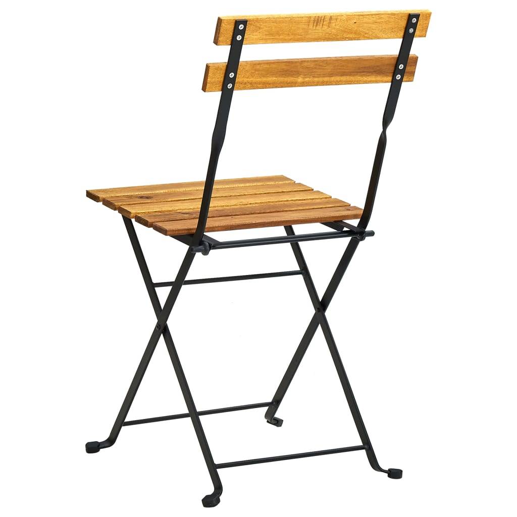 Lot de 6 chaises de jardin pliables bois d'acacia et acier naturel 40 x 39 x 79 cm - PANGIVO - Image 6