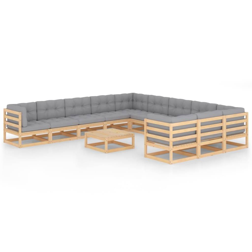 Helloshop26 - Salon de jardin meuble d'extérieur ensemble de mobilier 12 pièces avec coussins bois de pin massif - Imagen 1