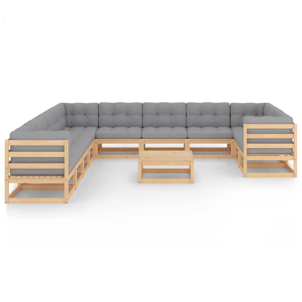 Helloshop26 - Salon de jardin meuble d'extérieur ensemble de mobilier 12 pièces avec coussins bois de pin massif - Imagen 2