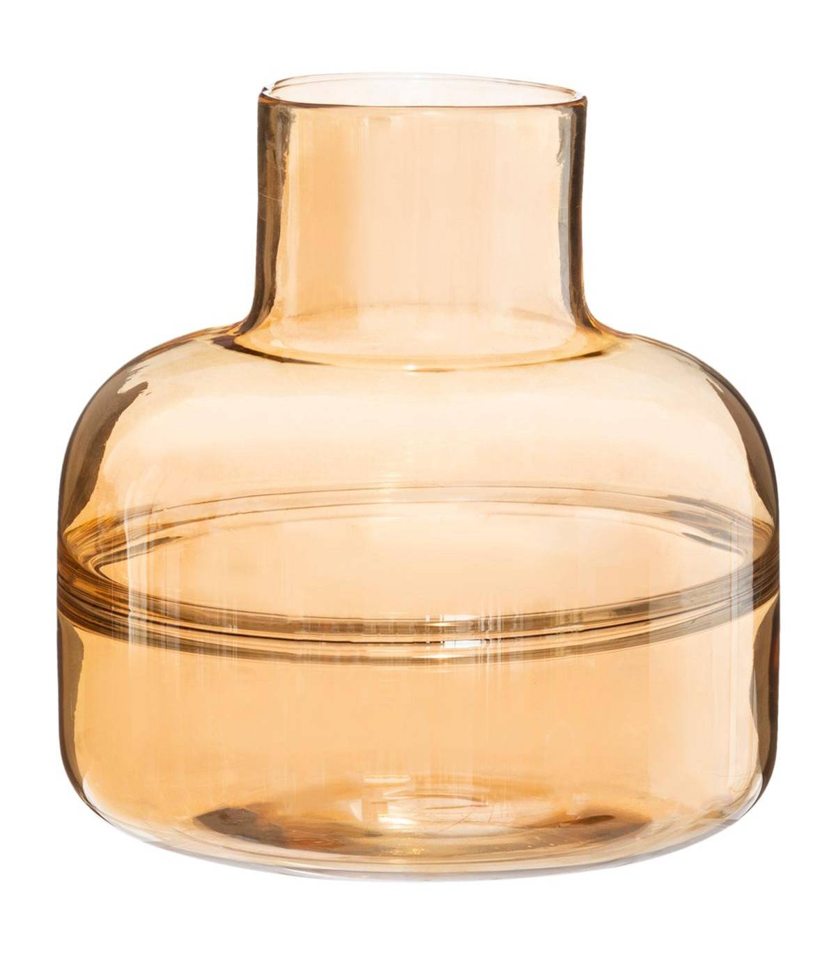 Vase large fond en Verre ambre et brillant H 25 cm - Imagen 1
