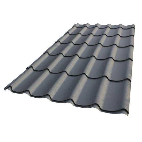 Plaque acier galvanisé laqué mat aspect tuile L 1,95 m / l 1,04 m - Coloris - Gris anthracite mat, Largeur - 1,04 m, Longueur - 1,95 m - Image 1