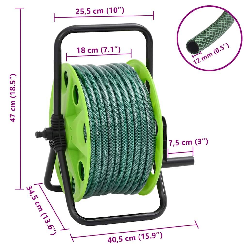 PANGIVO - Enrouleur de tuyau sur pied acier galvanisé et PVC vert 40.5 x 34.5 x 47 cm, poids:5.15kg - PANGIVO - Image 8