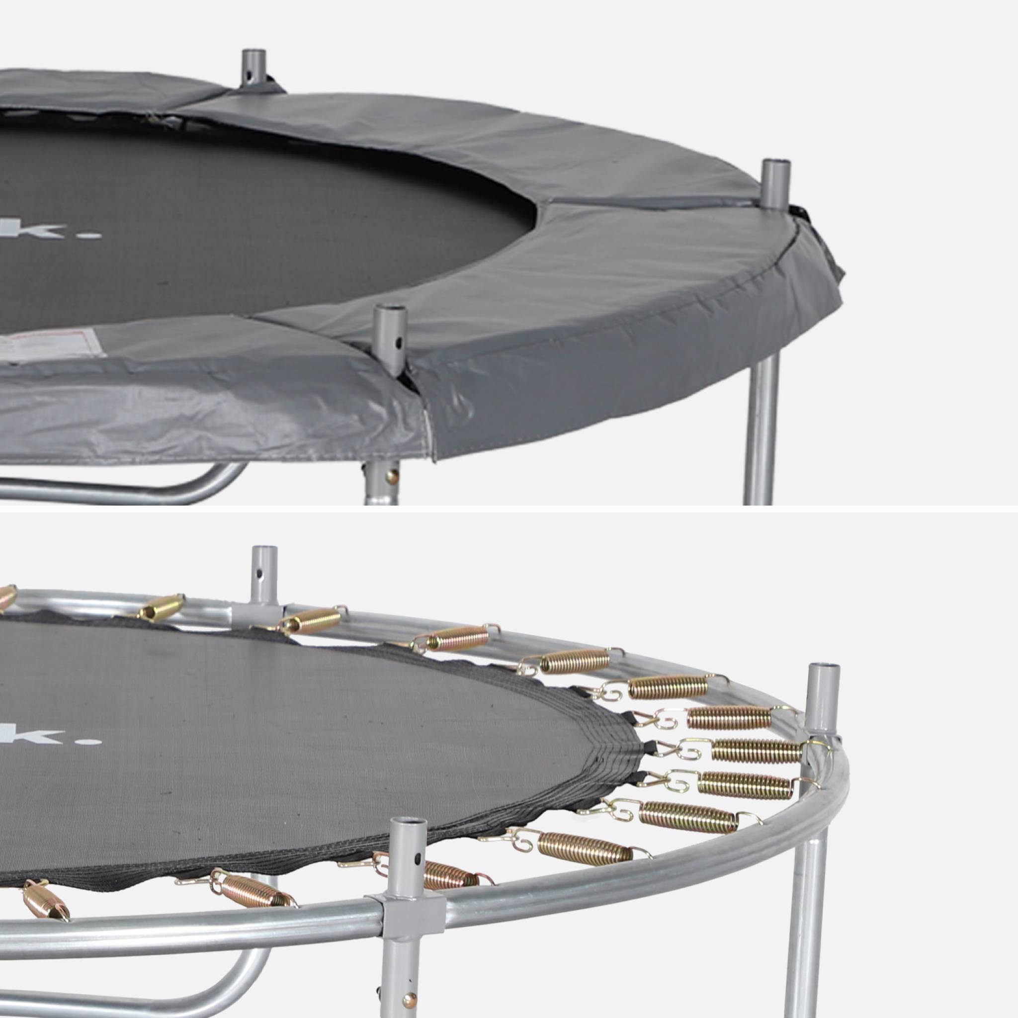 Trampoline rond Ø 180cm gris avec son filet de protection - Cassiopée - Trampoline de jardin 2m| Qualité PRO. | Normes EU. | sweeek - Image 3