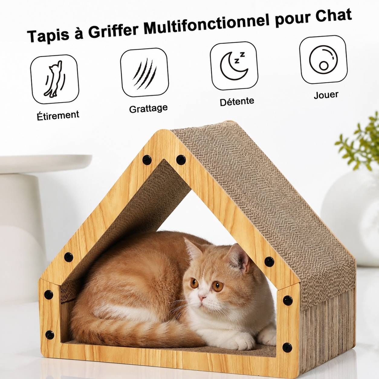 Grattoir Pour Chat Maison En Carton Ondulé Extra Long Confortable Et Stables - Image 3