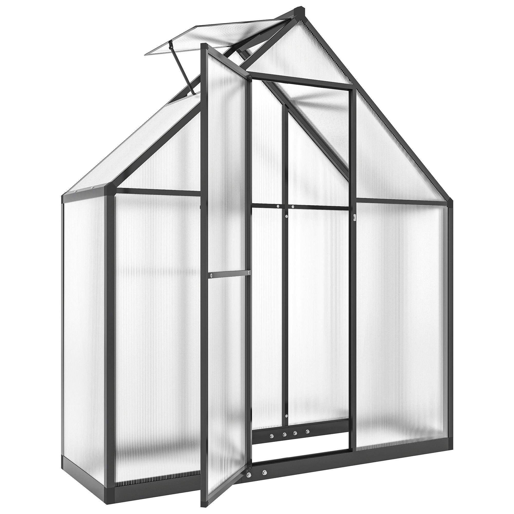Serre de Jardin Aluminium Polycarbonate, Fenêtre Réglable et Porte Battante, Résistante aux Intempéries - Image 1