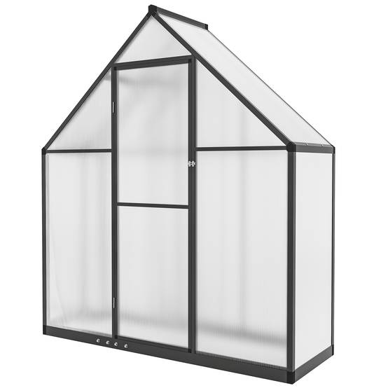 Serre de Jardin Aluminium Polycarbonate, Fenêtre Réglable et Porte Battante, Résistante aux Intempéries - Image 2
