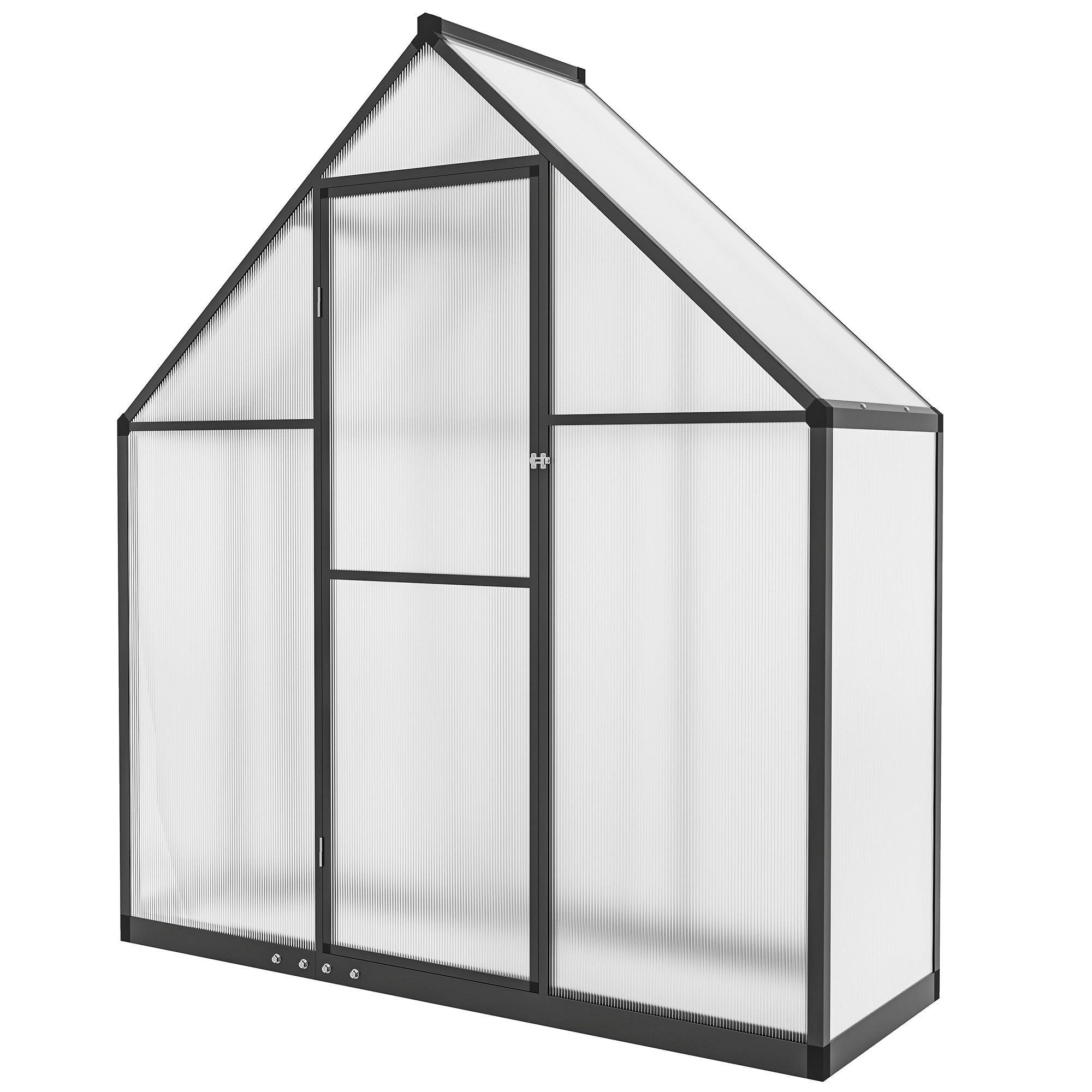 Serre de Jardin Aluminium Polycarbonate, Fenêtre Réglable et Porte Battante, Résistante aux Intempéries - Image 2