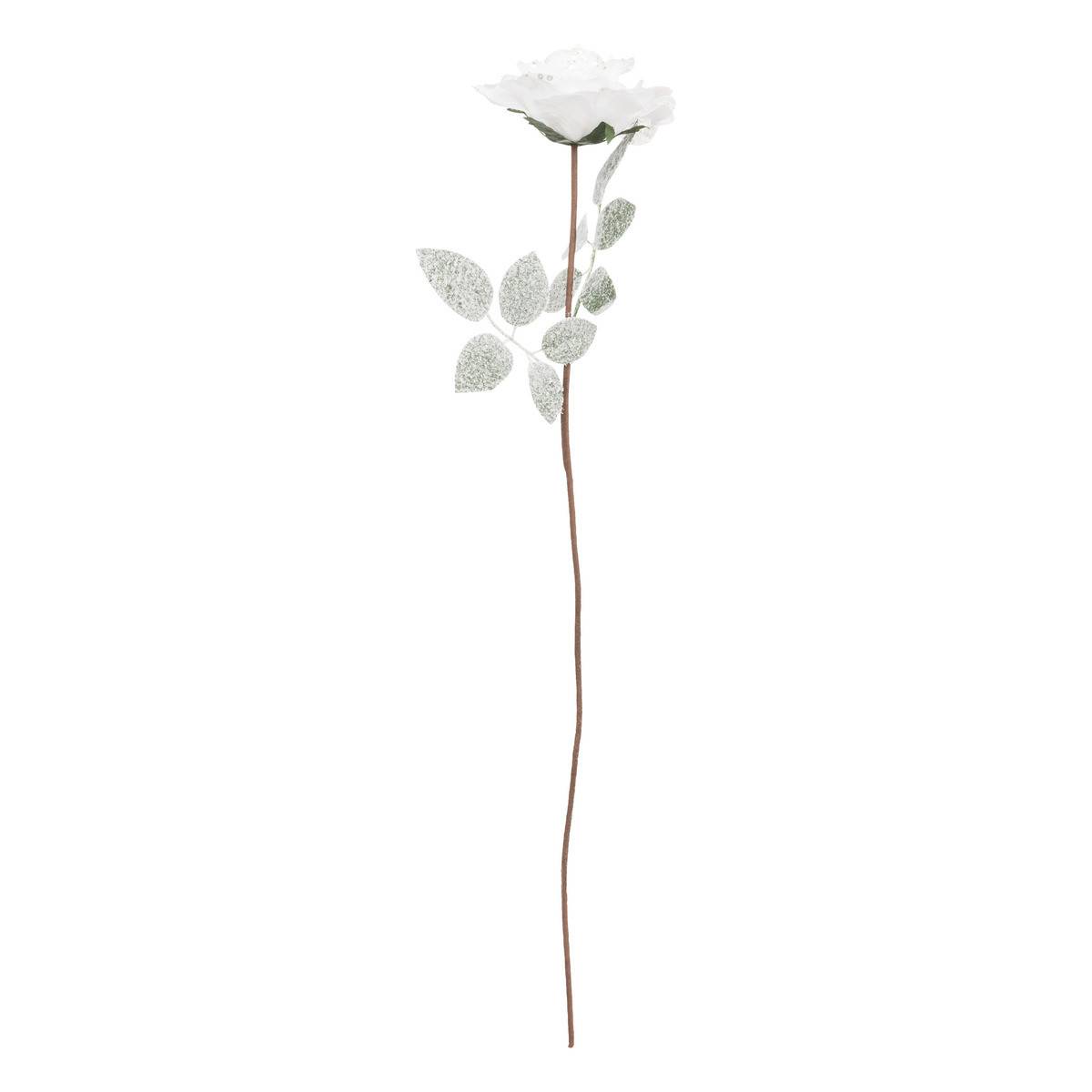 Fééric Lights & Christmas - Branche décorative spéciale fêtes Rose blanche & Paillettes H 75 cm - Imagen 1