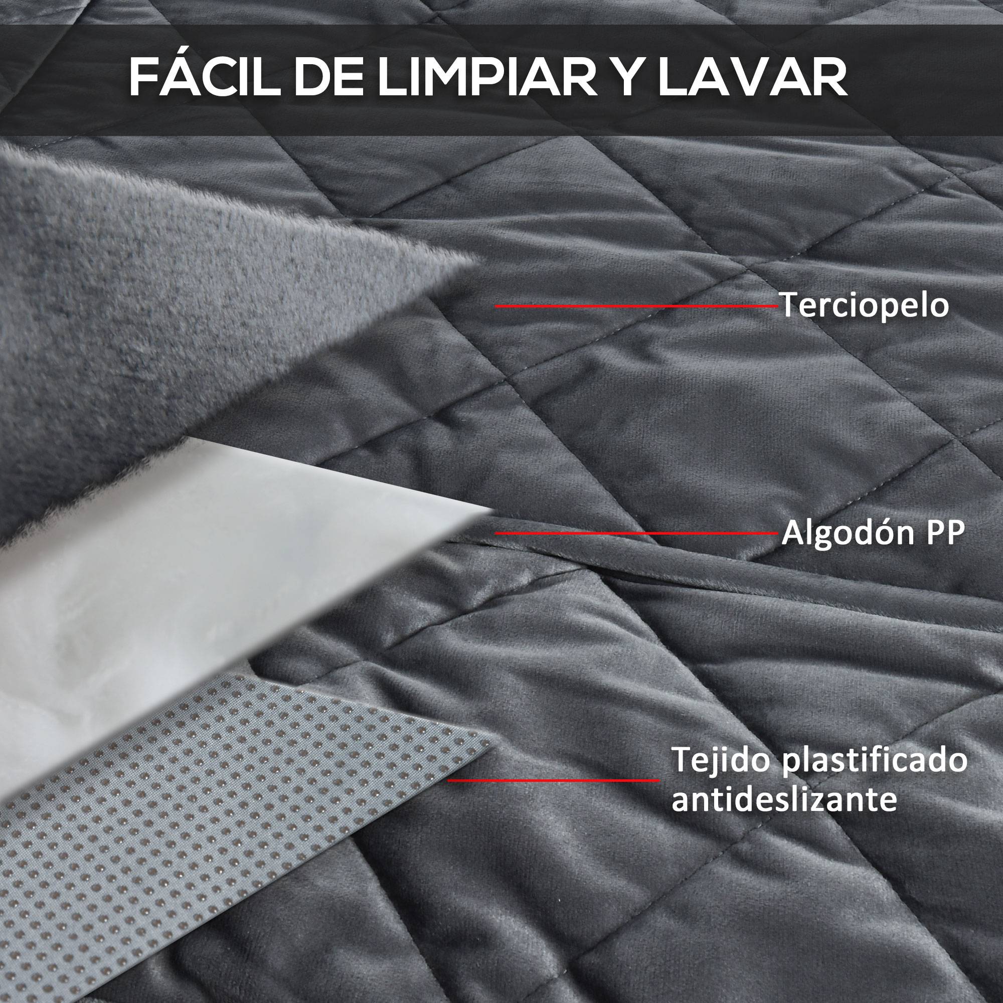 Housse de Siège Avant pour Chien 105 x 46 cm, Protection Antidérapante avec Ancrage et Sangle, SUV/Camionnette/Fourgon, Grise - Image 8
