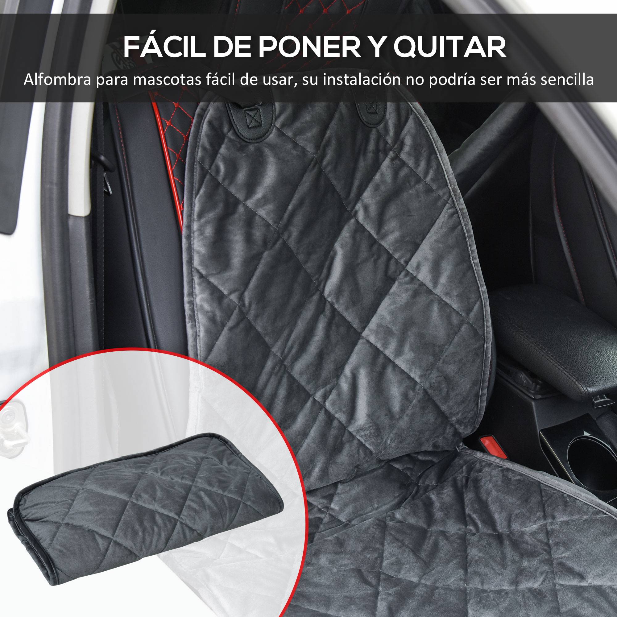 Housse de Siège Avant pour Chien 105 x 46 cm, Protection Antidérapante avec Ancrage et Sangle, SUV/Camionnette/Fourgon, Grise - Image 7