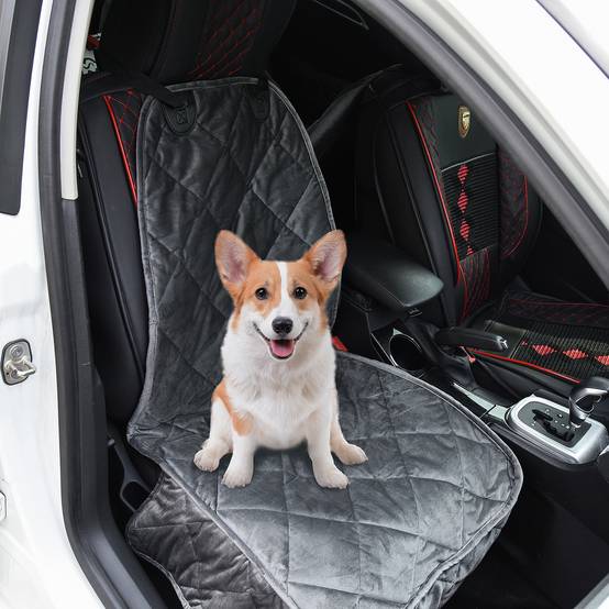 Housse de Siège Avant pour Chien 105 x 46 cm, Protection Antidérapante avec Ancrage et Sangle, SUV/Camionnette/Fourgon, Grise - Image 3