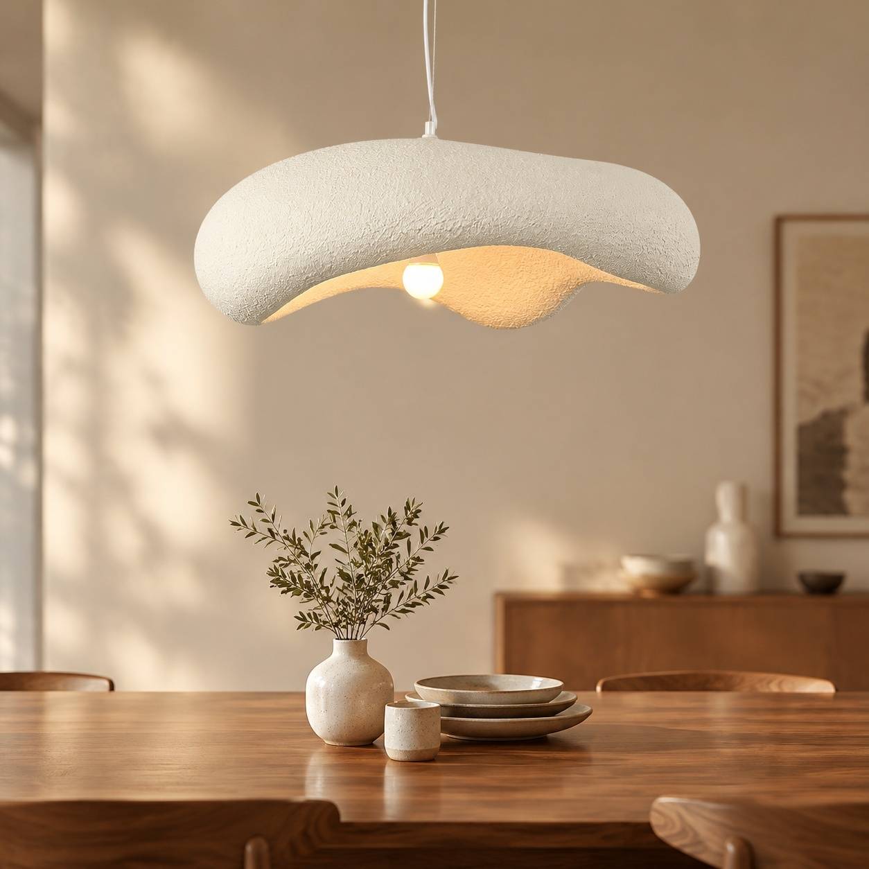 Suspension Lustre Wabi Sabi Forme Nuage Style Nordique Dimmable - Image 6