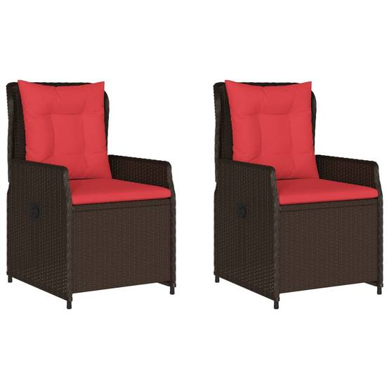 Chaises de jardin inclinables résine tressée marron 55 x 60 x 93 cm - PANGIVO - Image 2