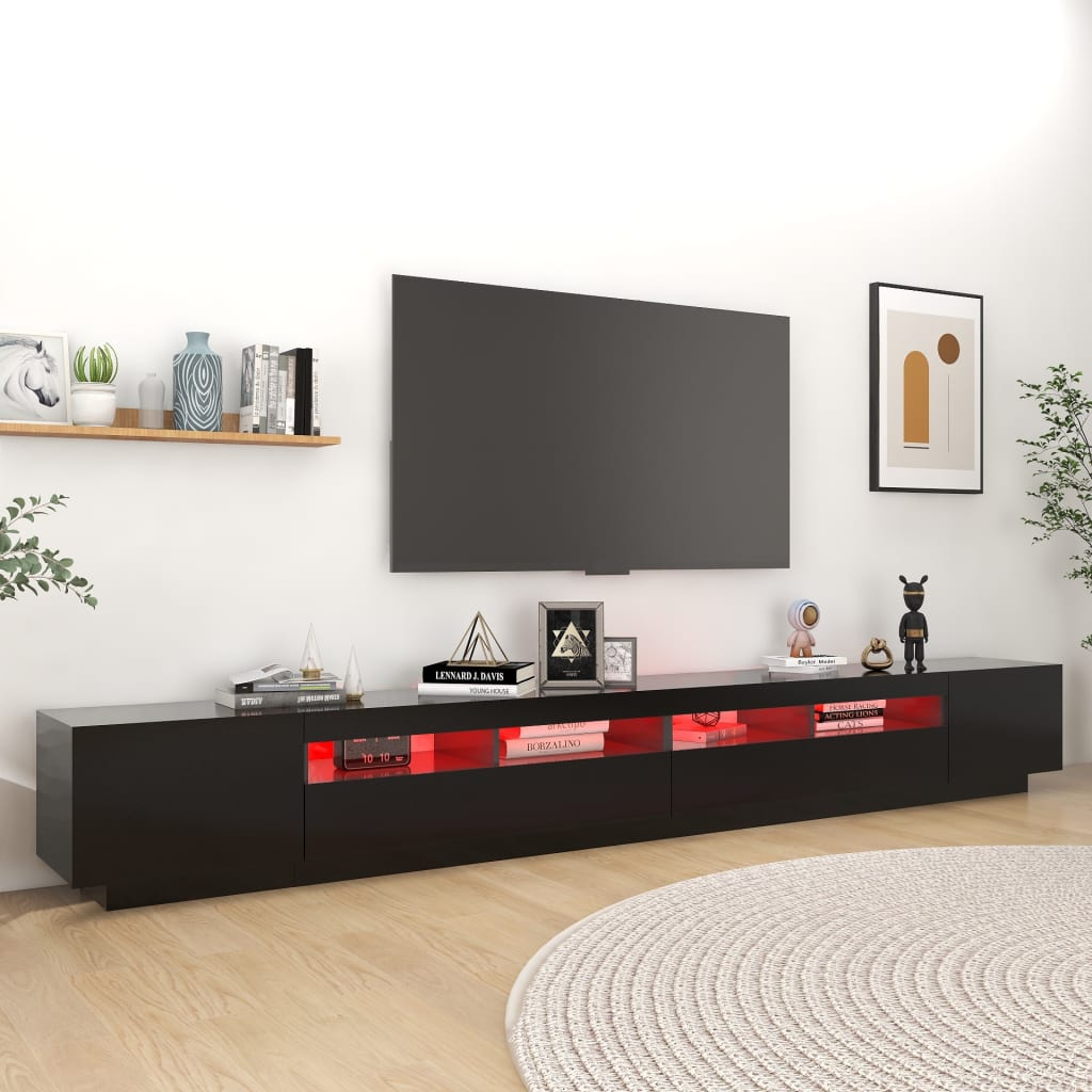 Vidaxl - Meuble TV avec lumières LED Noir 300x35x40 cm - vidaXL - Imagen 3