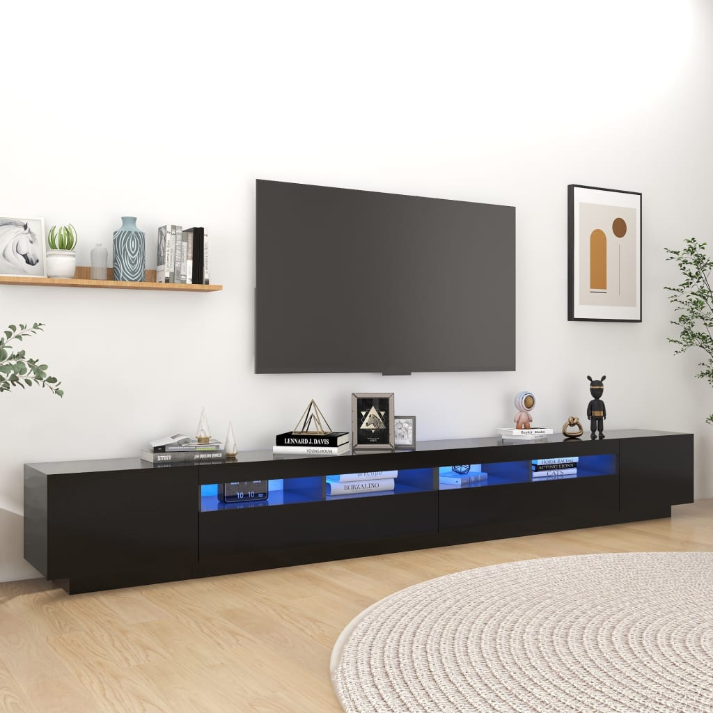 Vidaxl - Meuble TV avec lumières LED Noir 300x35x40 cm - vidaXL - Imagen 2