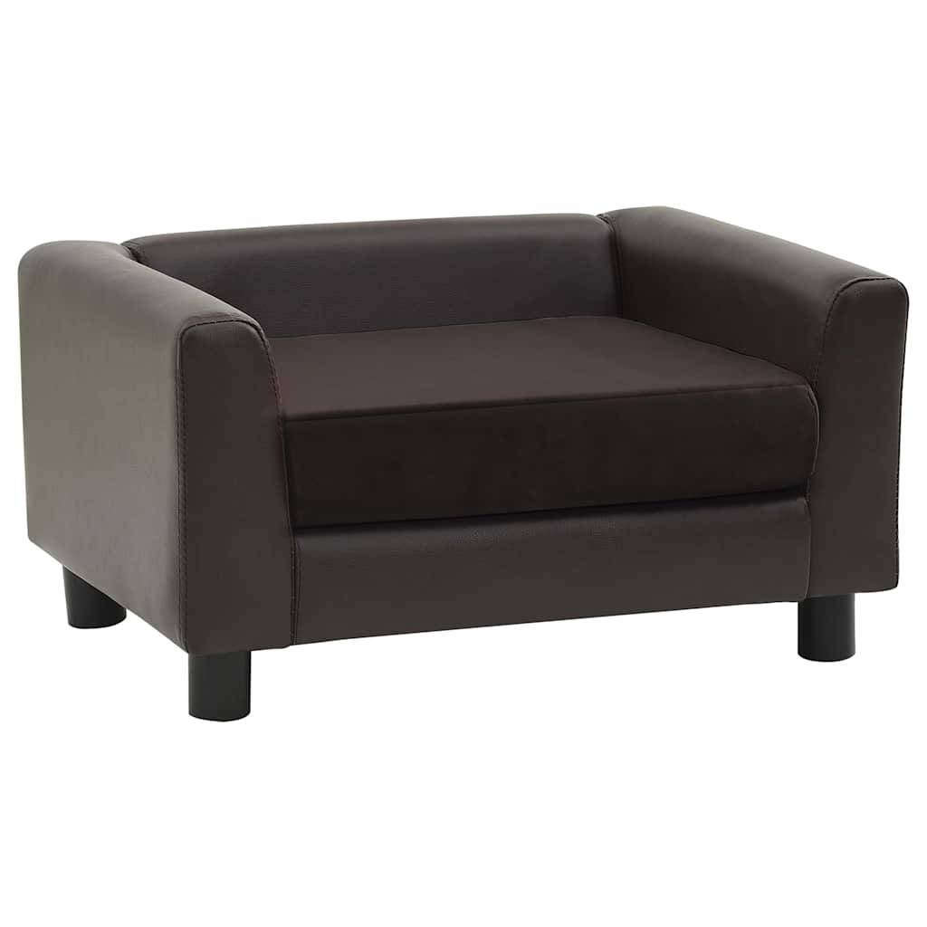 Vidaxl - Canapé pour chien Marron 60x43x30 cm Peluche et similicuir vidaXL 170961 - Imagen 2