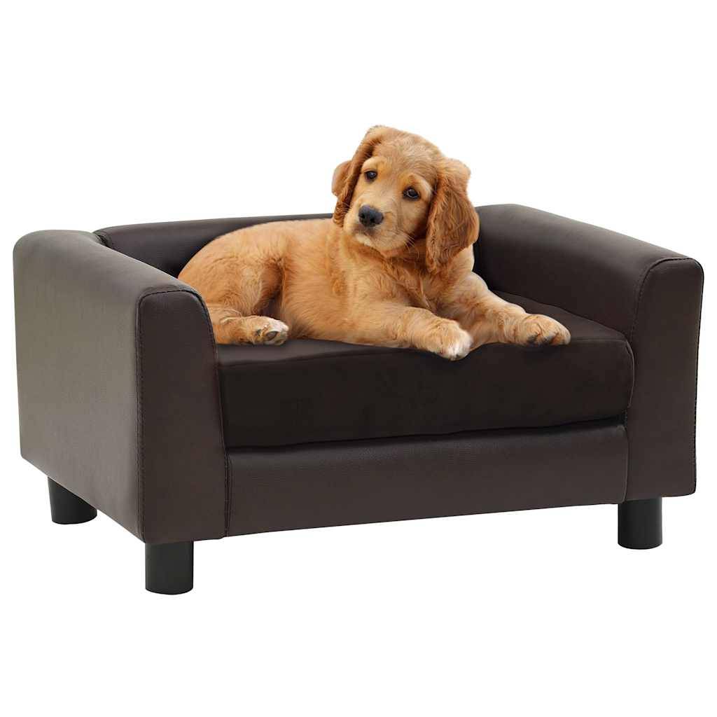 Vidaxl - Canapé pour chien Marron 60x43x30 cm Peluche et similicuir vidaXL 170961 - Imagen 1